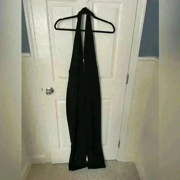 Zara Black Backless Halter Neck Black Zip Up Jumpsuit Pantsuit Size Small - Picture 1 of 5